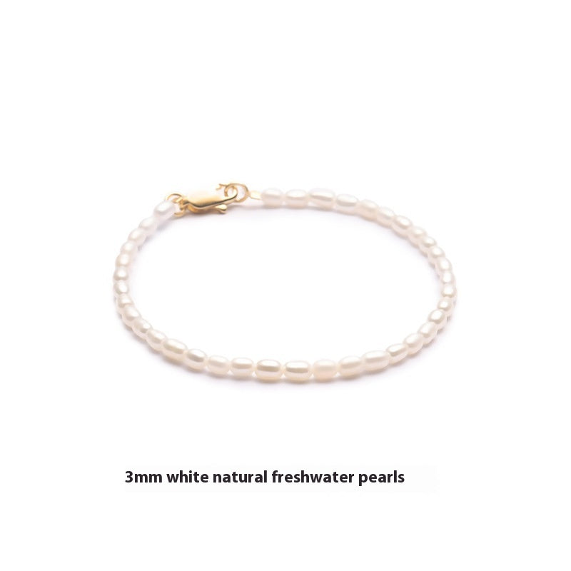 S925 Sterling Silver Natural Freshwater Small Pearl Bracelet – Niche Beaded - RareGloo