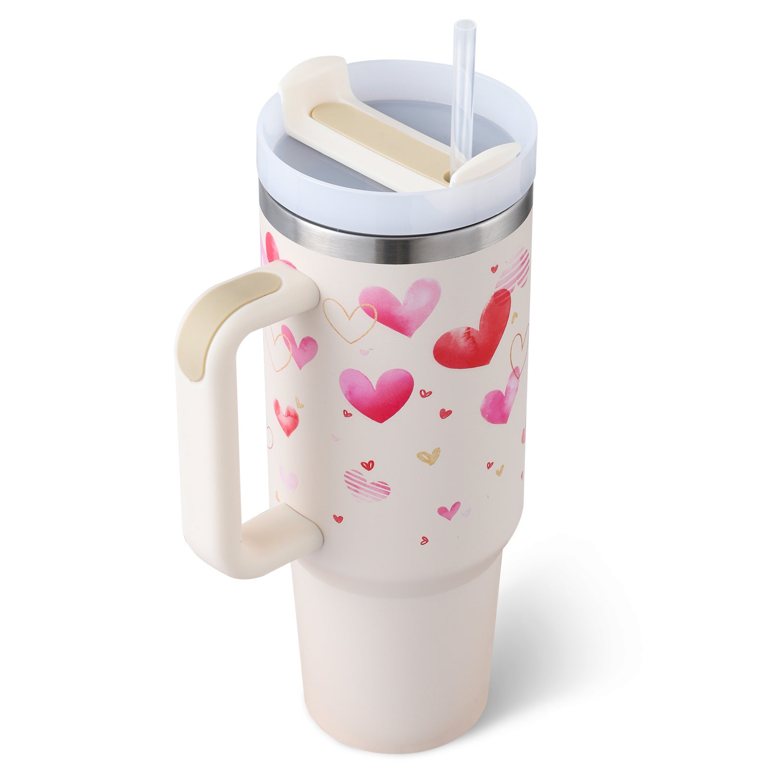 40 Oz Tumbler With Handle Straw – Insulated Stainless Steel Spill Proof Vacuum Coffee Cup