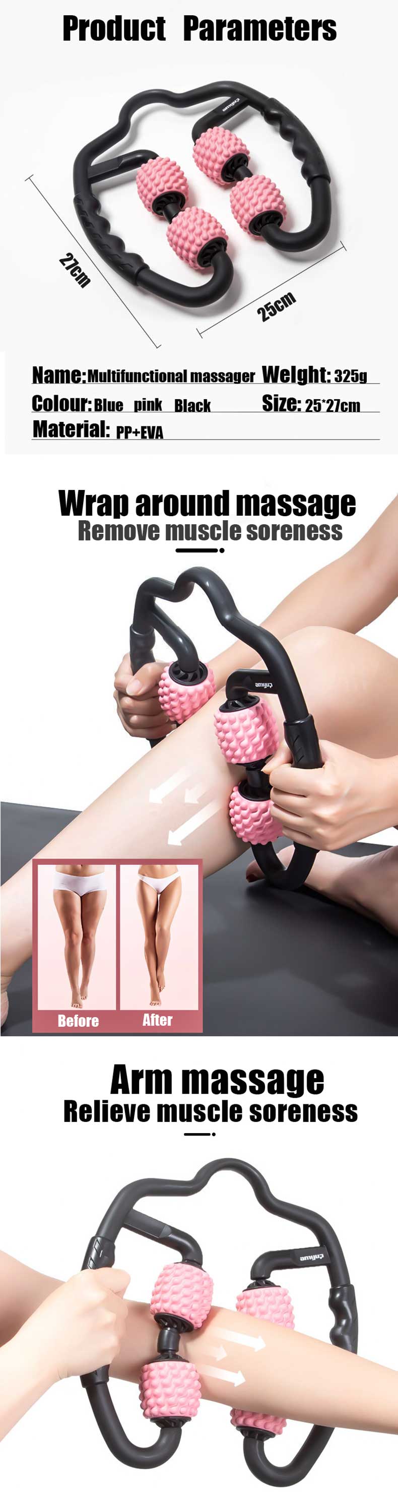 U-Shape Trigger Point Massage Roller — Deep Tissue Relief Anytime, Anywhere - RareGloo