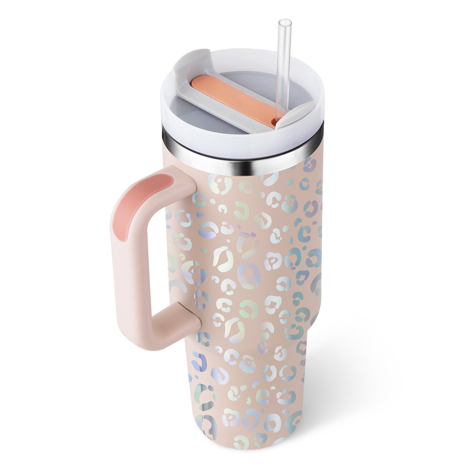 40 Oz Tumbler With Handle Straw – Insulated Stainless Steel Spill Proof Vacuum Coffee Cup