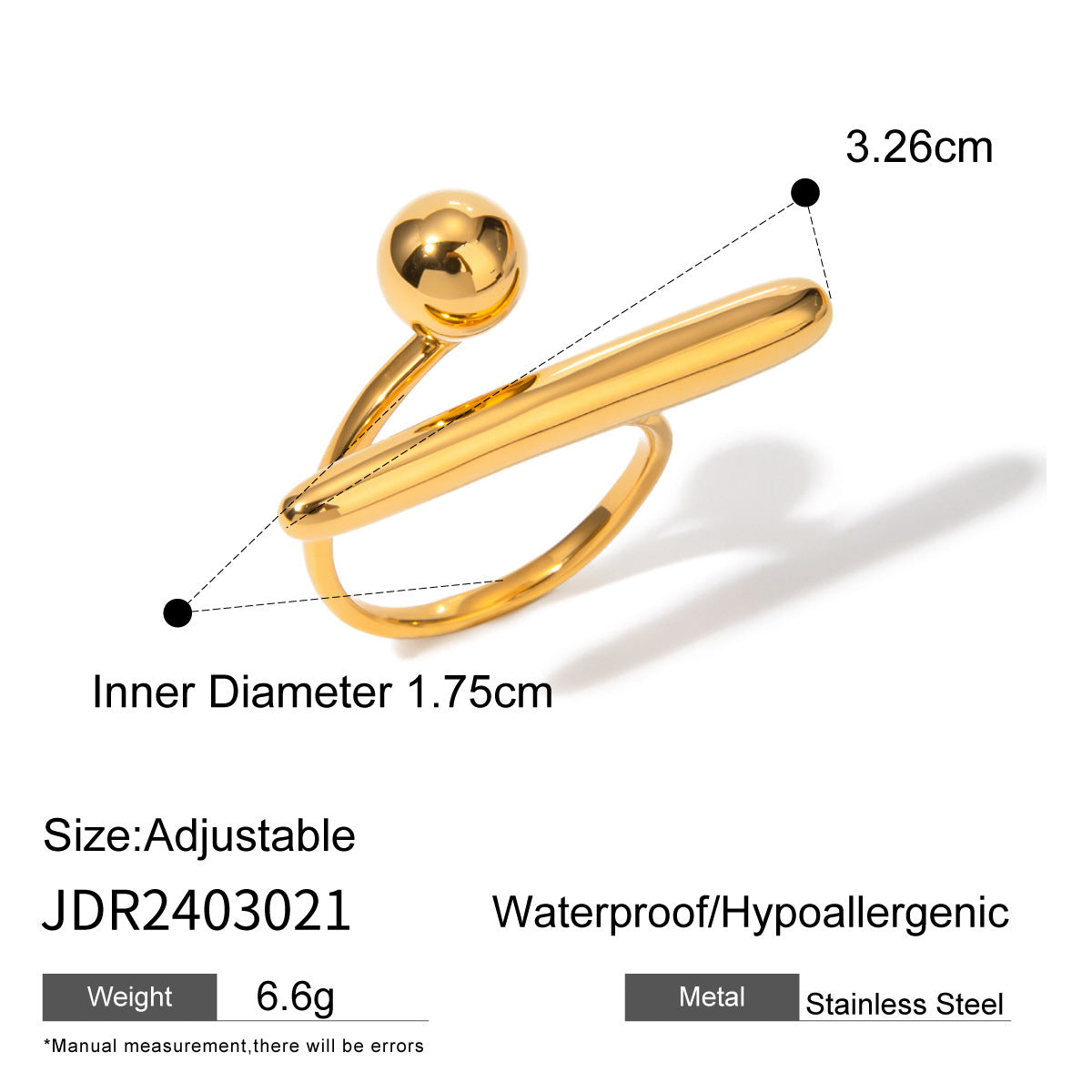 18K Gold Stainless Steel Geometric Simplicity Open Ring Finger - RareGloo