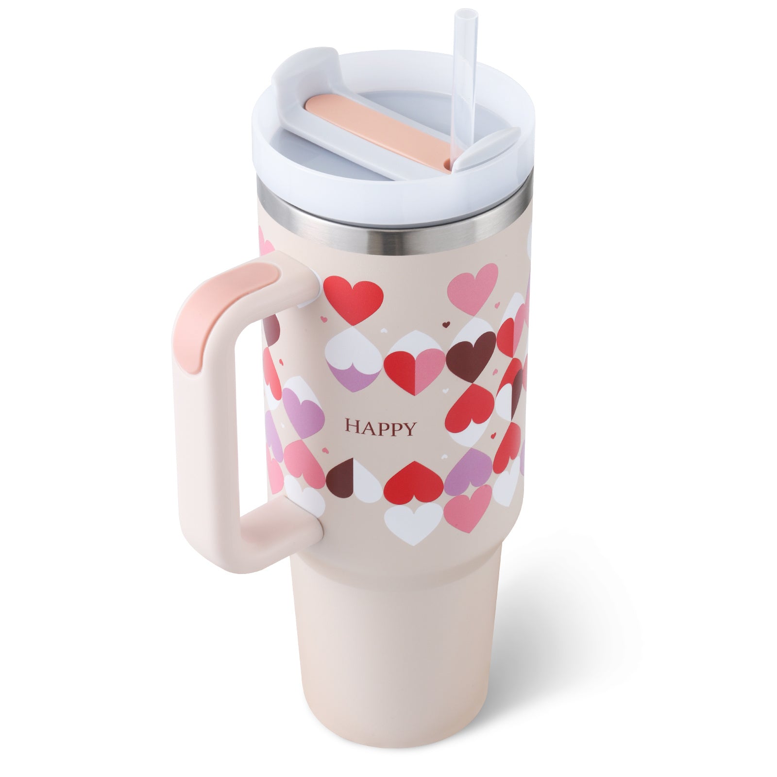 40 Oz Tumbler With Handle Straw – Insulated Stainless Steel Spill Proof Vacuum Coffee Cup