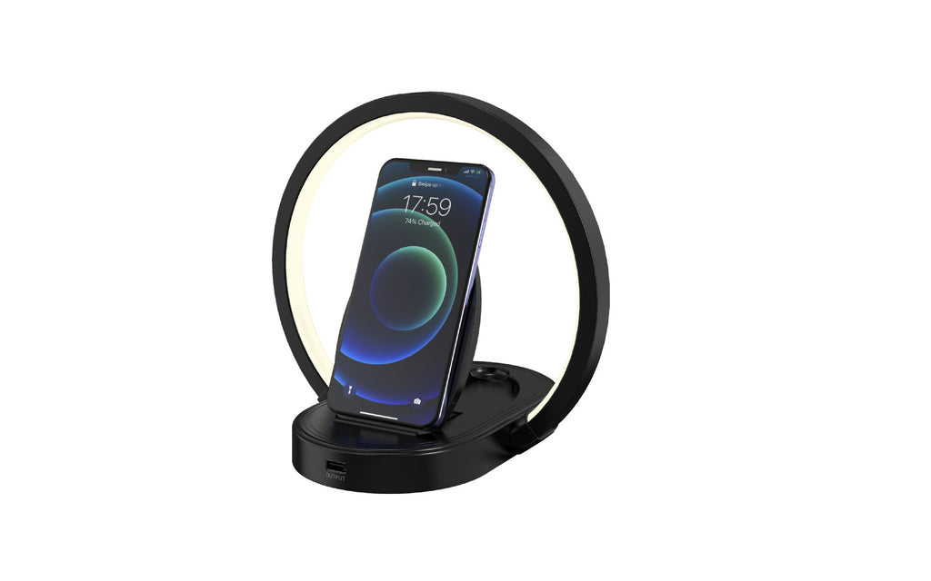 Night Light Lamp with Bluetooth Speaker, Wireless Charging & Phone Holder - RareGloo