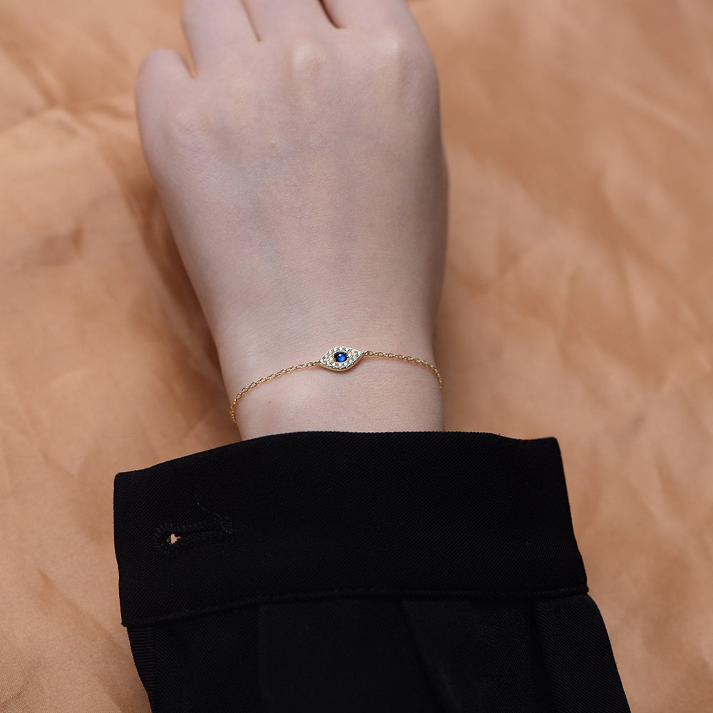 Devil's Eye Micro Inlaid Zircon Sterling Silver Bracelet - RareGloo