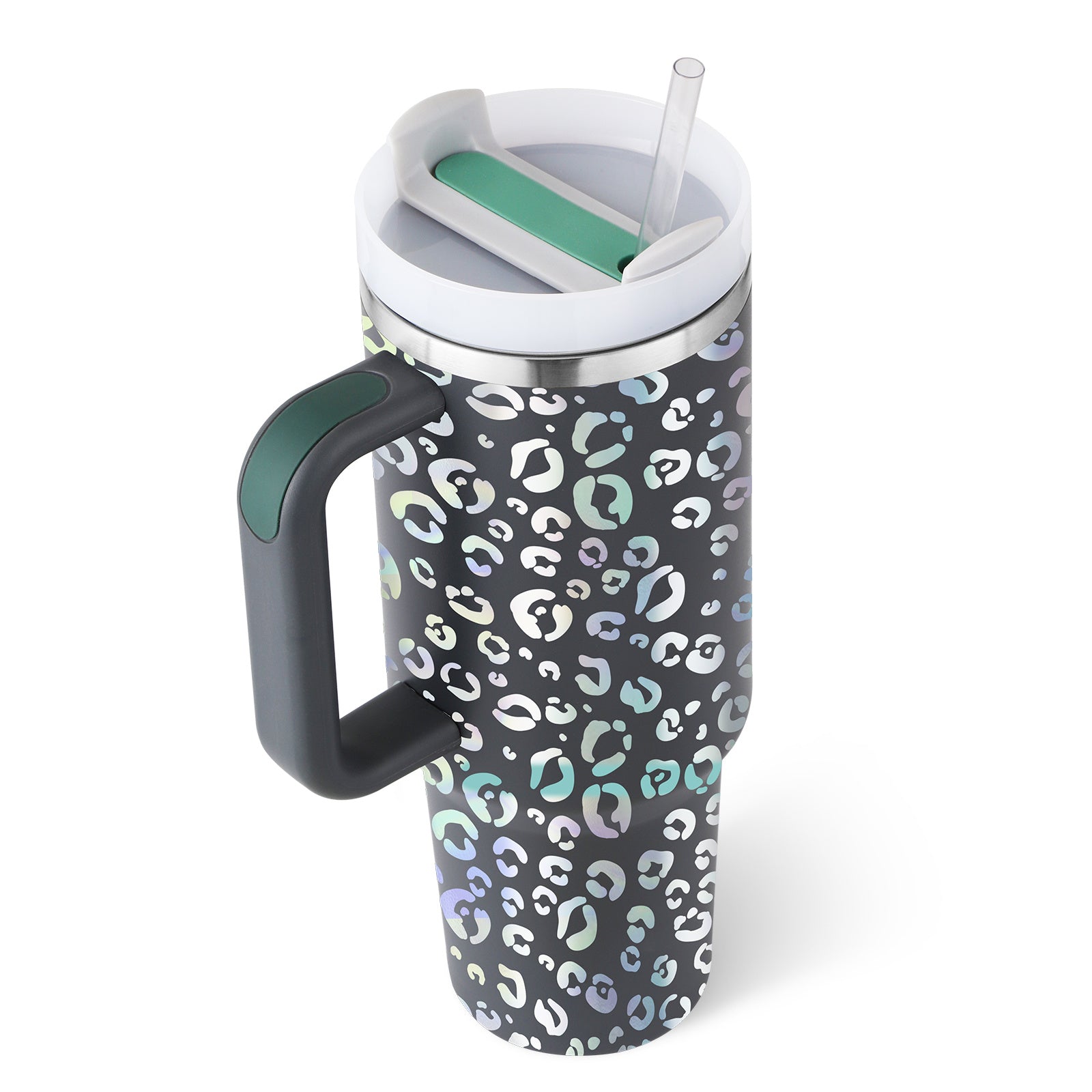 40 Oz Tumbler With Handle Straw – Insulated Stainless Steel Spill Proof Vacuum Coffee Cup