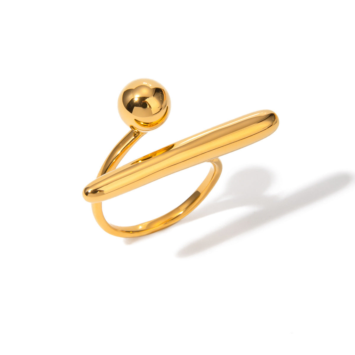 18K Gold Stainless Steel Geometric Simplicity Open Ring Finger - RareGloo