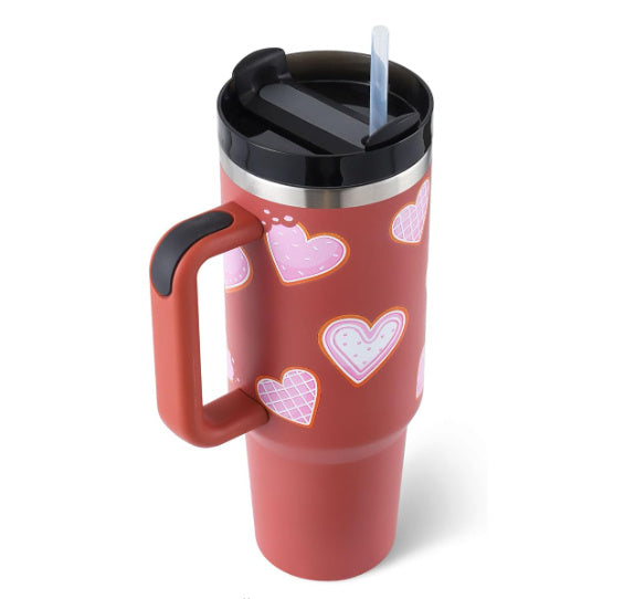 40 Oz Tumbler With Handle Straw – Insulated Stainless Steel Spill Proof Vacuum Coffee Cup