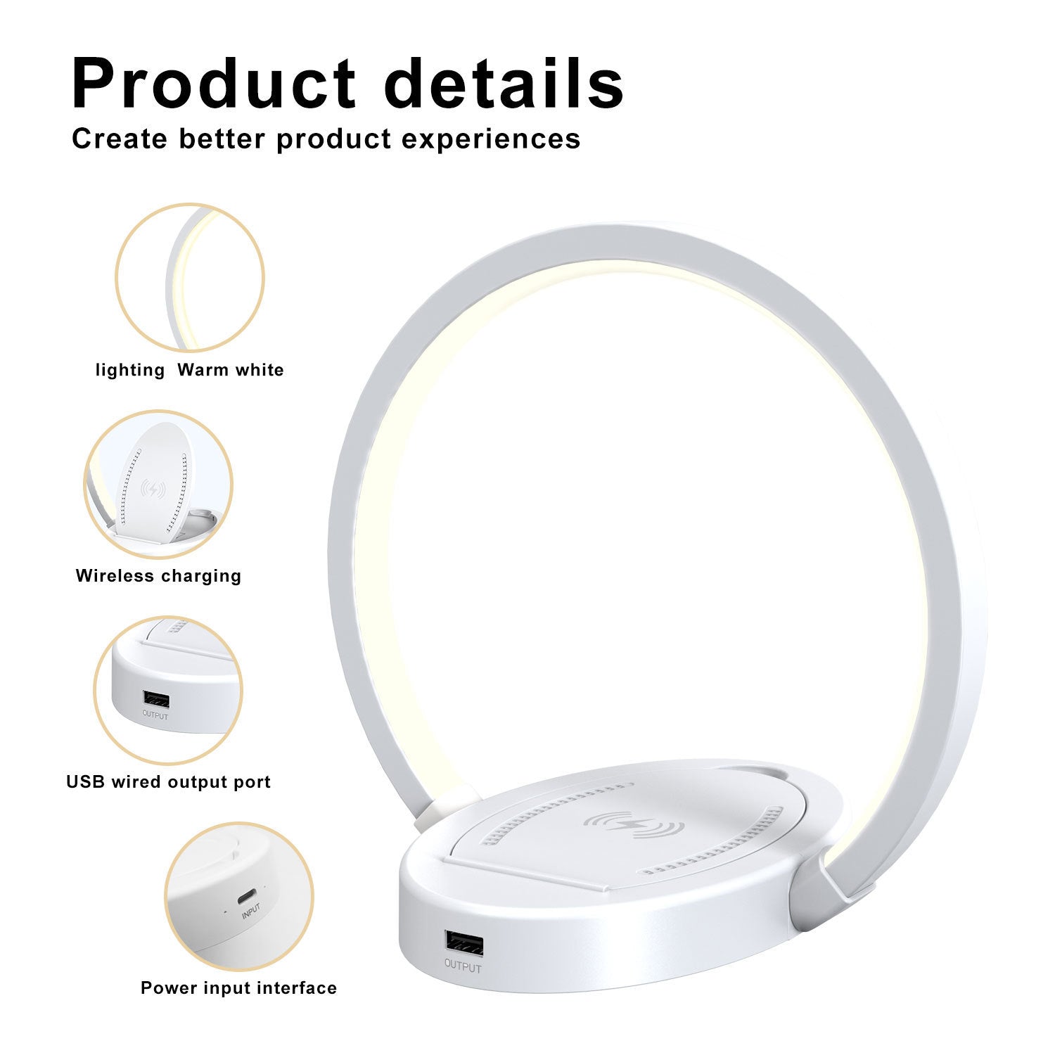Night Light Lamp with Bluetooth Speaker, Wireless Charging & Phone Holder - RareGloo