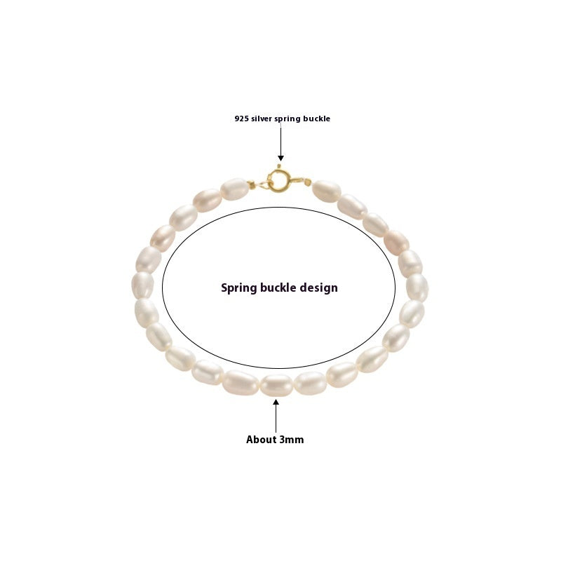 S925 Sterling Silver Natural Freshwater Small Pearl Bracelet – Niche Beaded - RareGloo