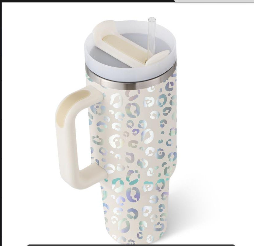 40 Oz Tumbler With Handle Straw – Insulated Stainless Steel Spill Proof Vacuum Coffee Cup