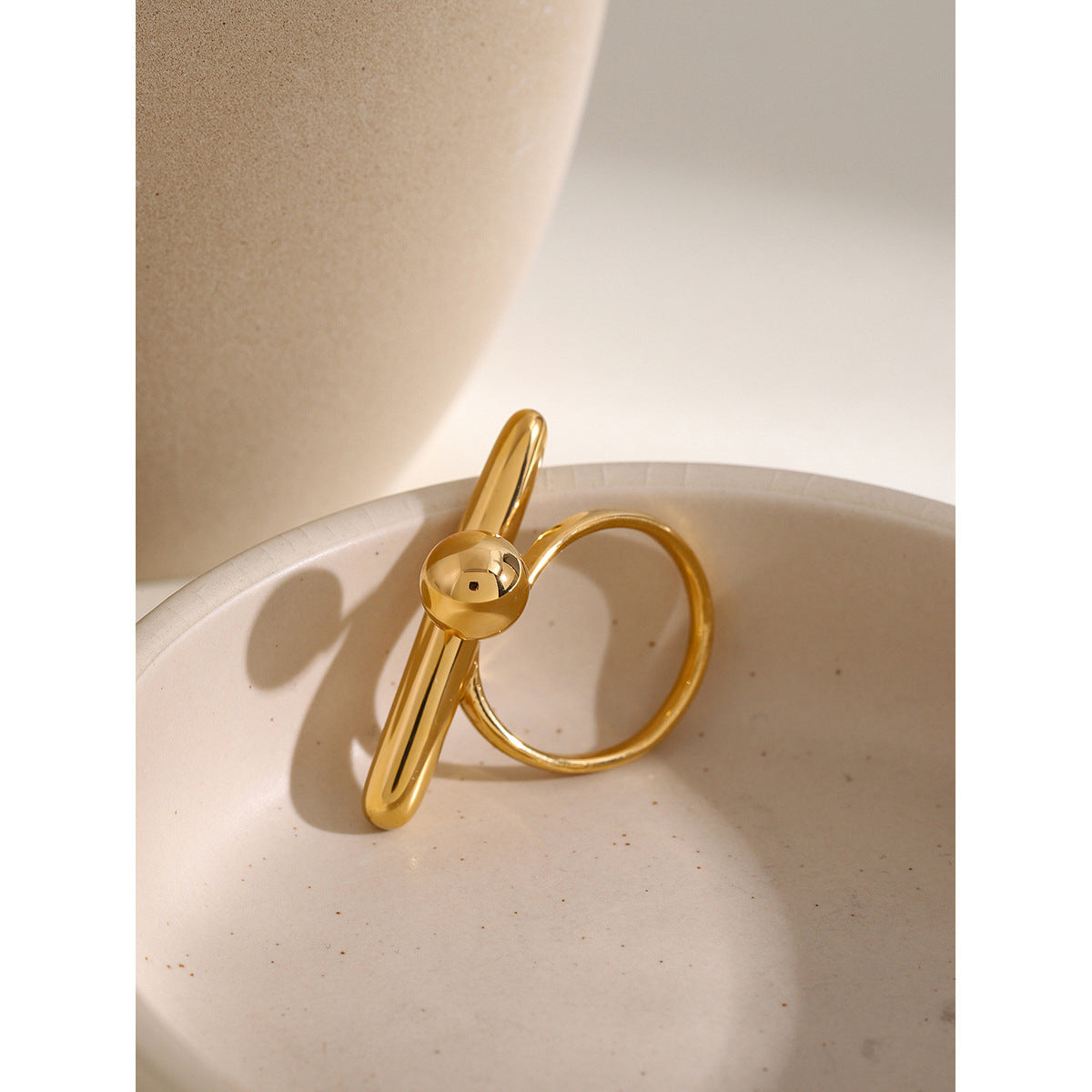 18K Gold Stainless Steel Geometric Simplicity Open Ring Finger - RareGloo