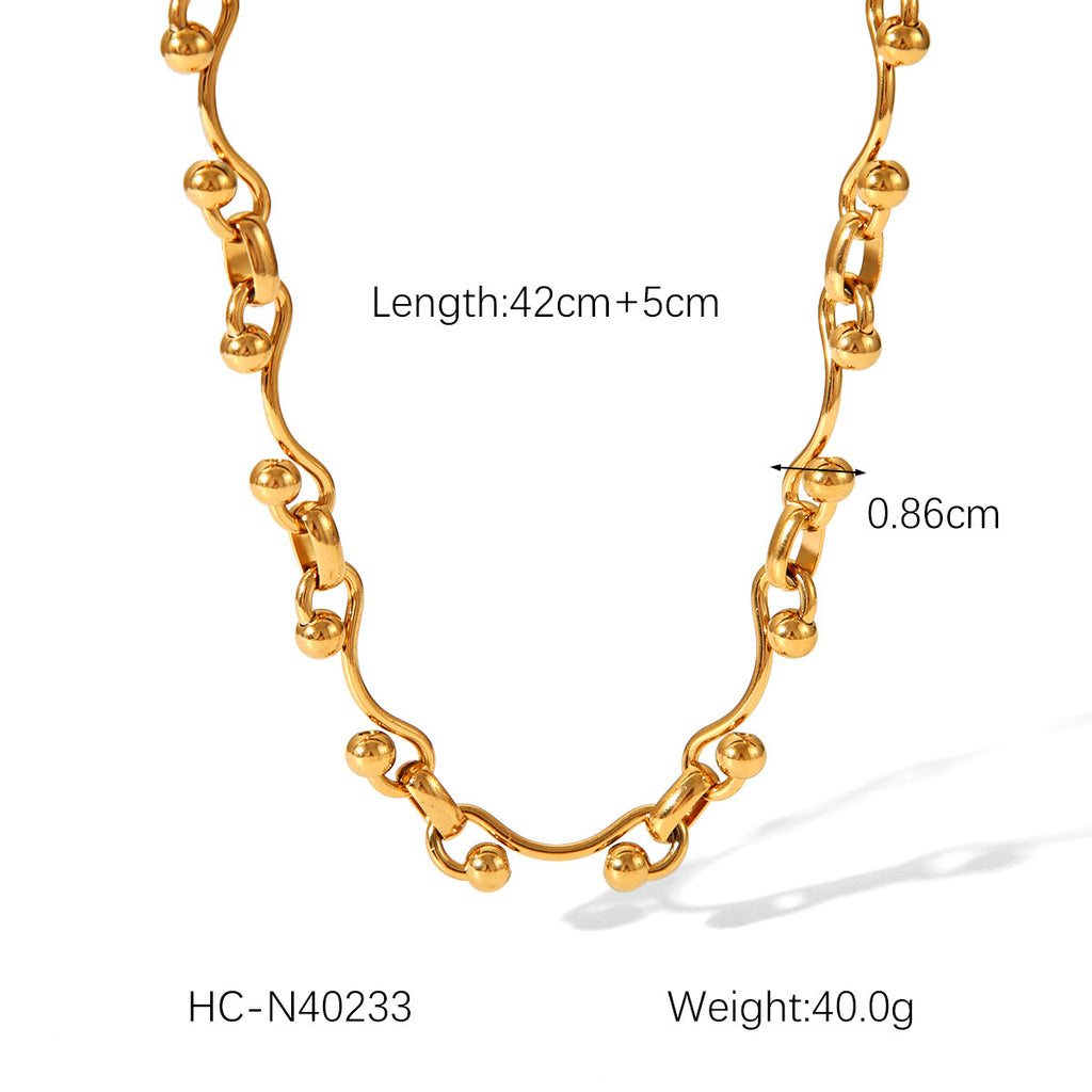 Fashion 18K Gold Plated Handmade Chain Ball Bead Chain - RareGloo