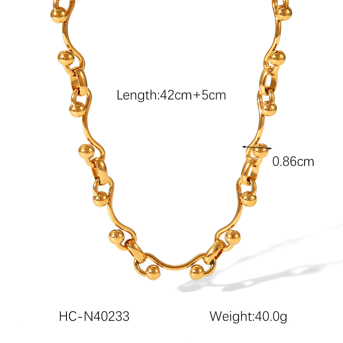Fashion 18K Gold Plated Handmade Chain Ball Bead Chain - RareGloo