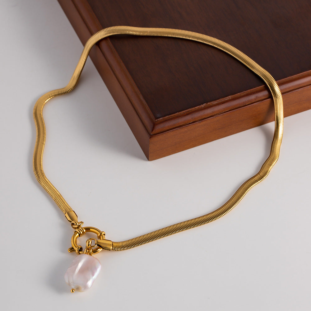 Titanium Steel Freshwater Pearl Stainless Steel Necklace - RareGloo