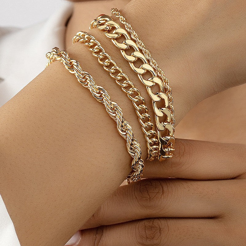 Vintage Hemp Flowers Chain Twin Bracelet - RareGloo