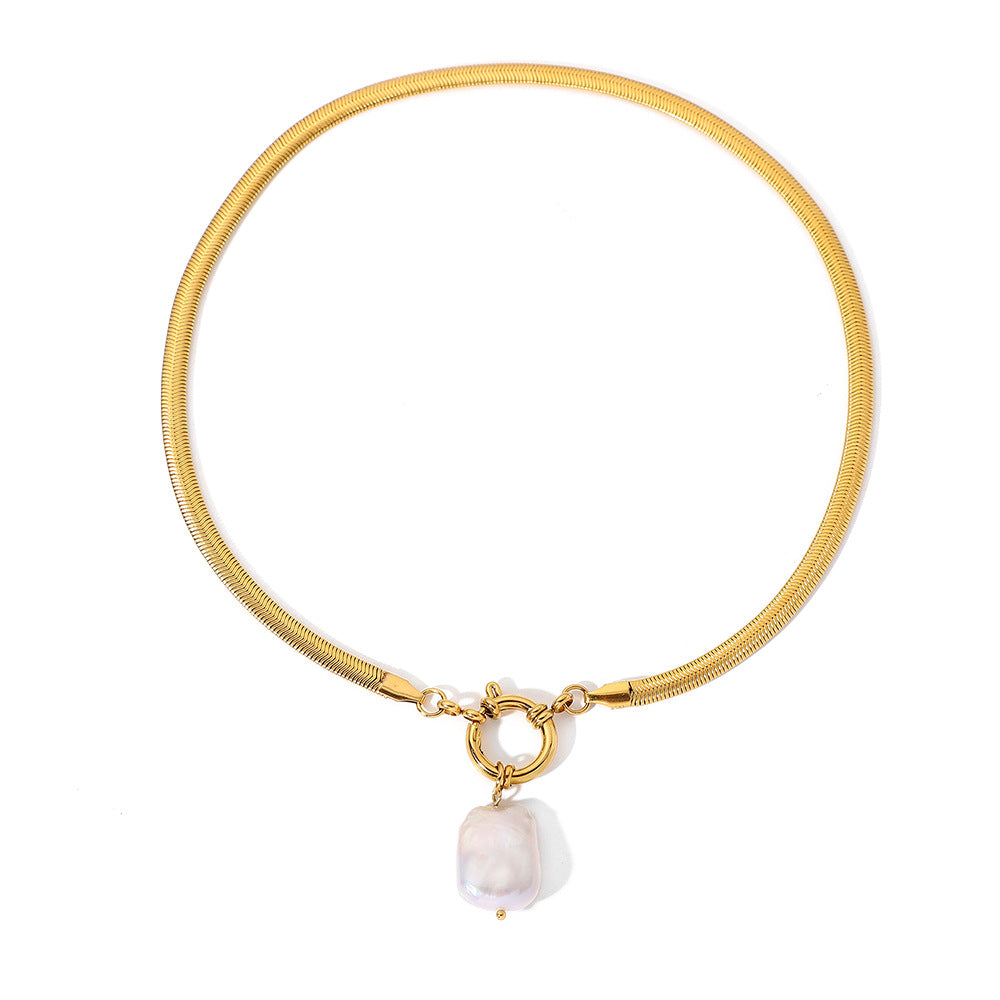 Titanium Steel Freshwater Pearl Stainless Steel Necklace - RareGloo