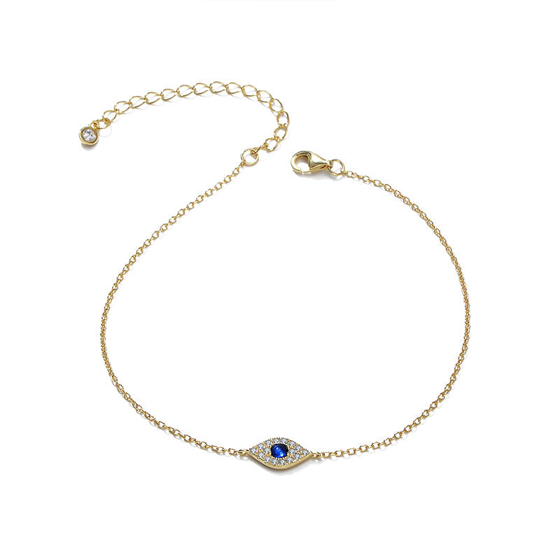 Devil's Eye Micro Inlaid Zircon Sterling Silver Bracelet - RareGloo