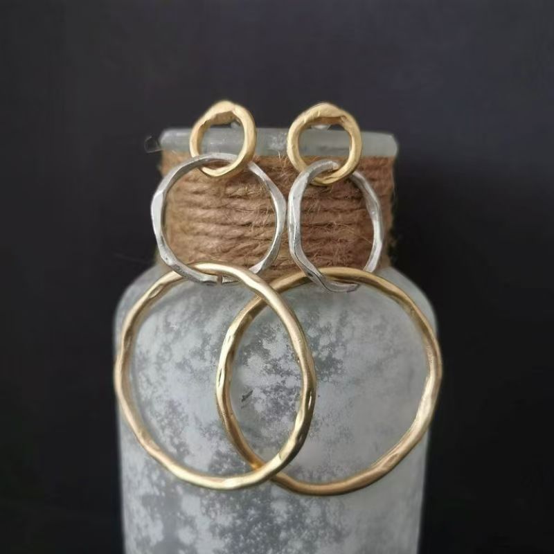 Geometric Hollow Three-ring Circle Two-color Personalized Earrings - RareGloo