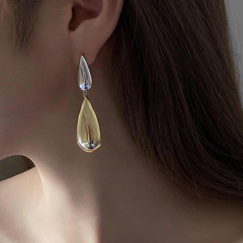 Contrast Color Glossy Water Drop Asymmetric Earrings - RareGloo