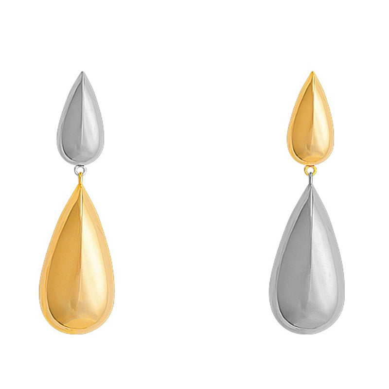 Contrast Color Glossy Water Drop Asymmetric Earrings - RareGloo