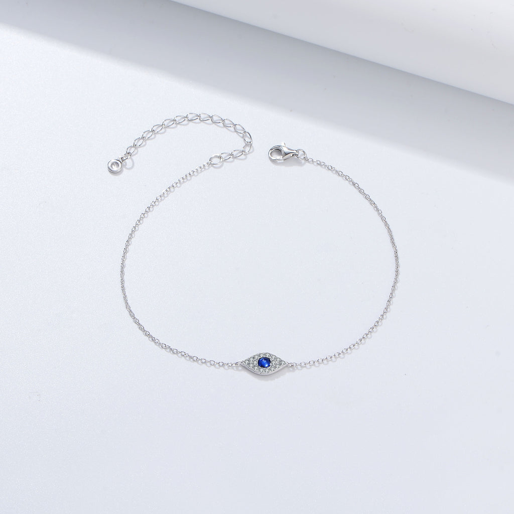 Devil's Eye Micro Inlaid Zircon Sterling Silver Bracelet - RareGloo