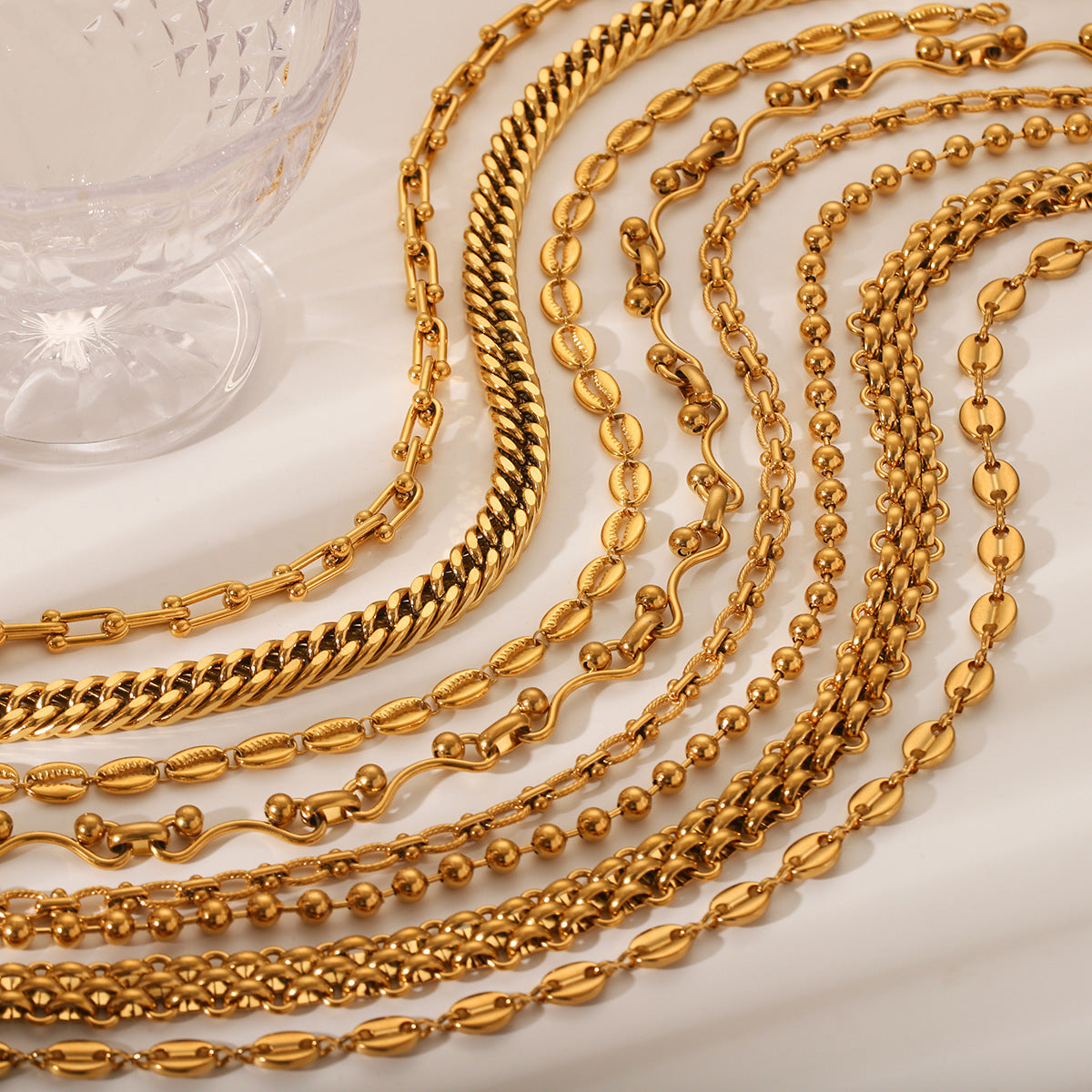 Fashion 18K Gold Plated Handmade Chain Ball Bead Chain - RareGloo