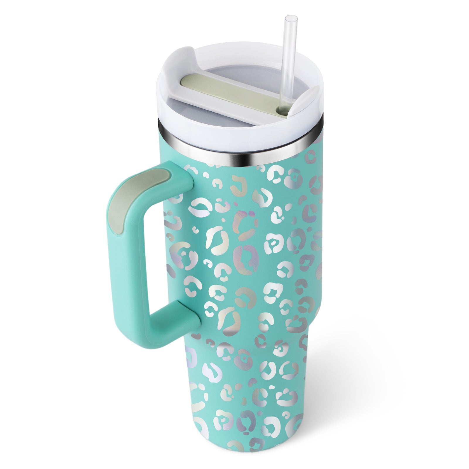 40 Oz Tumbler With Handle Straw – Insulated Stainless Steel Spill Proof Vacuum Coffee Cup