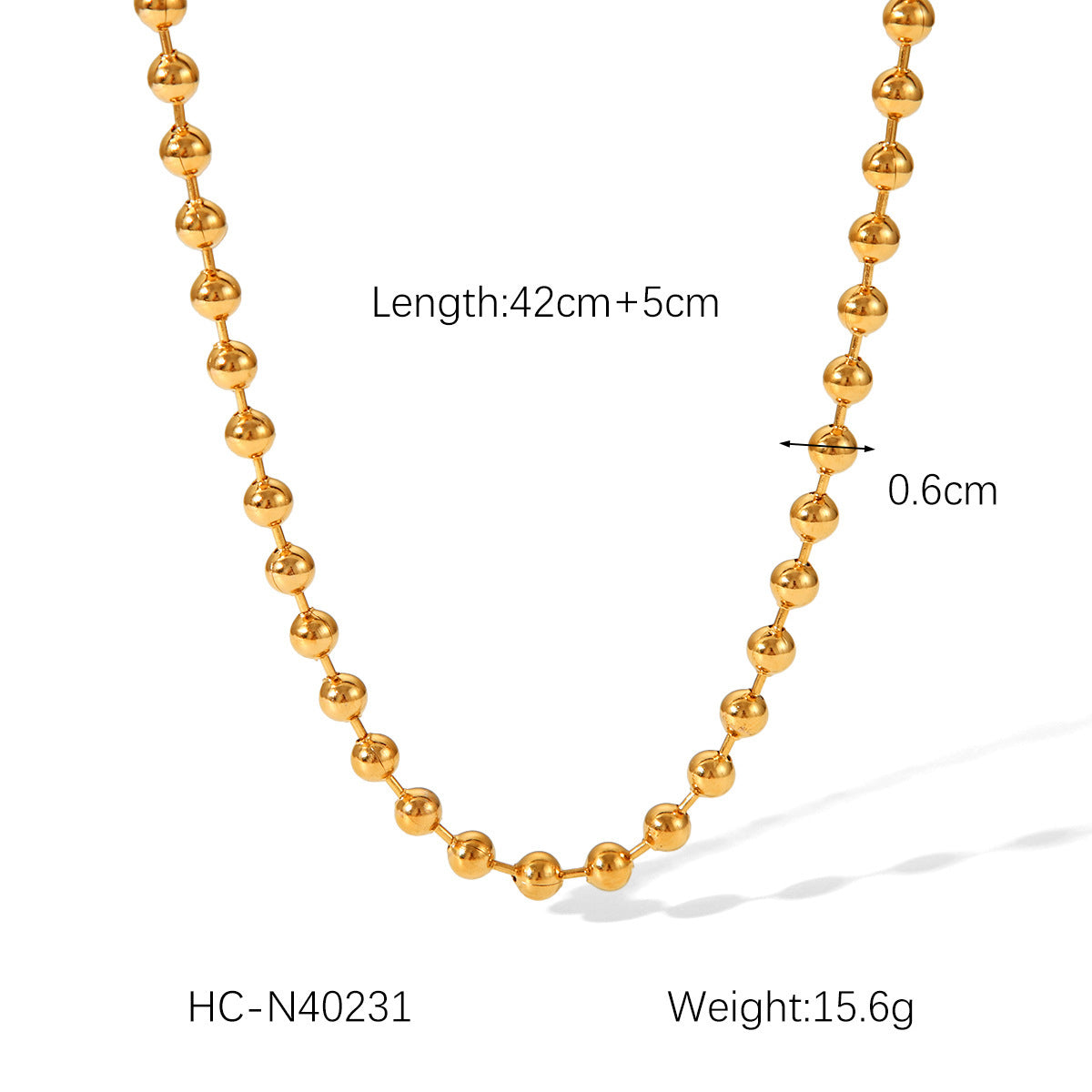 Fashion 18K Gold Plated Handmade Chain Ball Bead Chain - RareGloo