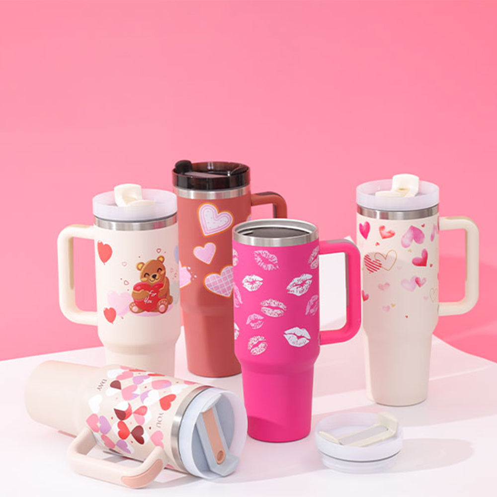 40 Oz Tumbler With Handle Straw – Insulated Stainless Steel Spill Proof Vacuum Coffee Cup - RareGloo