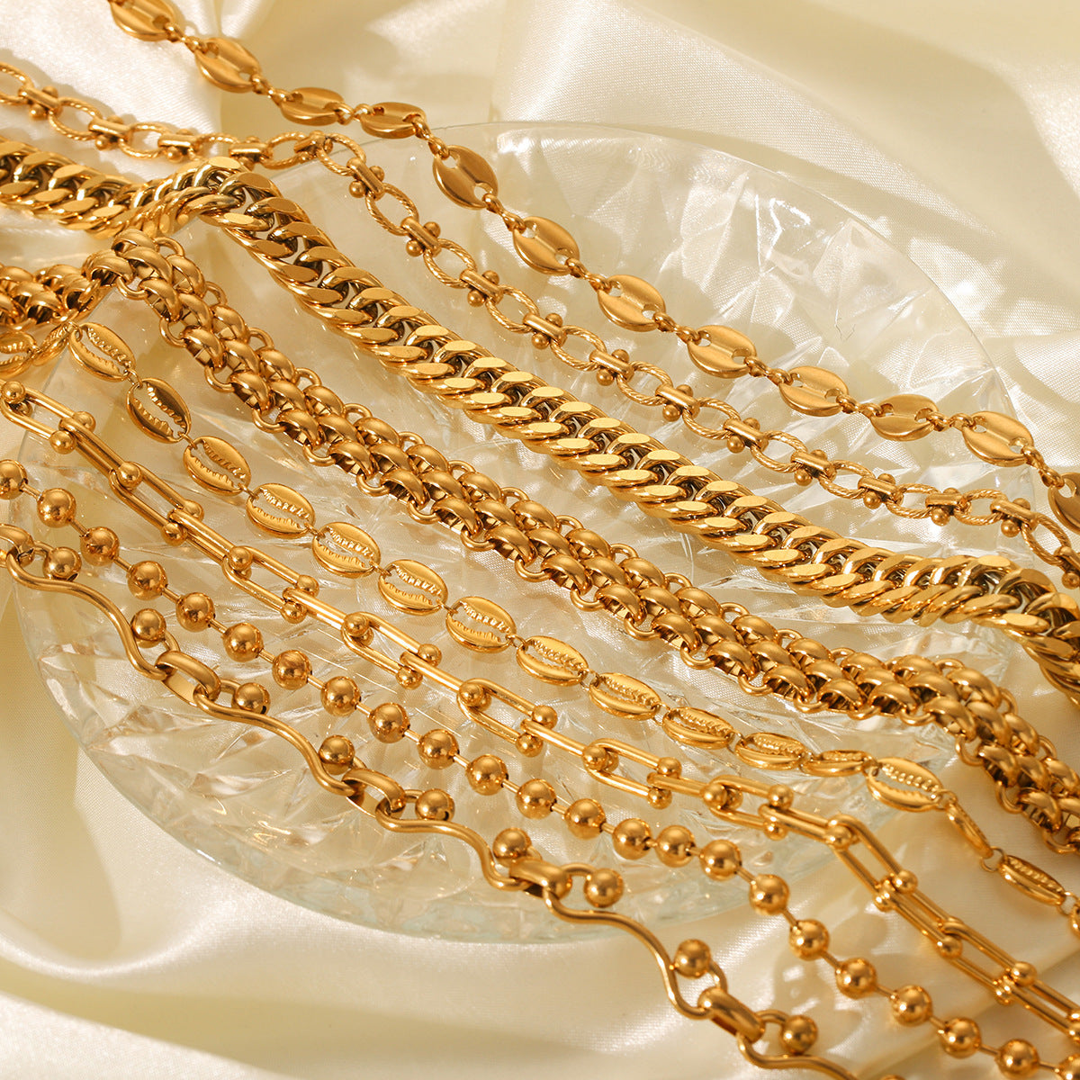 Fashion 18K Gold Plated Handmade Chain Ball Bead Chain - RareGloo