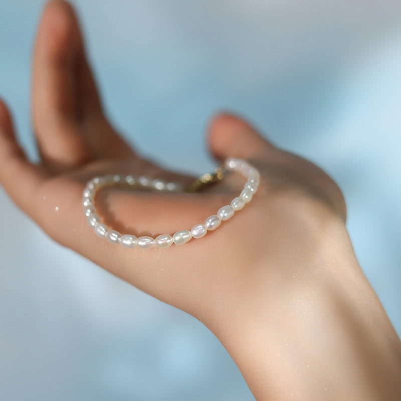 S925 Sterling Silver Natural Freshwater Small Pearl Bracelet – Niche Beaded - RareGloo