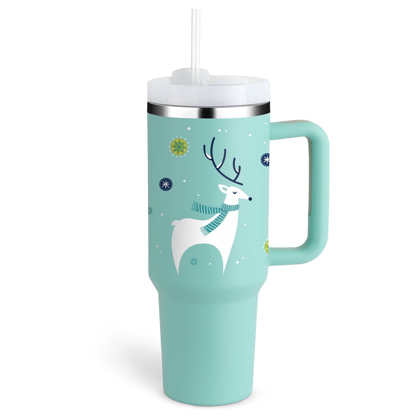 40 Oz Tumbler With Handle Straw – Insulated Stainless Steel Spill Proof Vacuum Coffee Cup - RareGloo