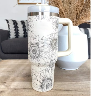40 Oz Tumbler With Handle Straw – Insulated Stainless Steel Spill Proof Vacuum Coffee Cup