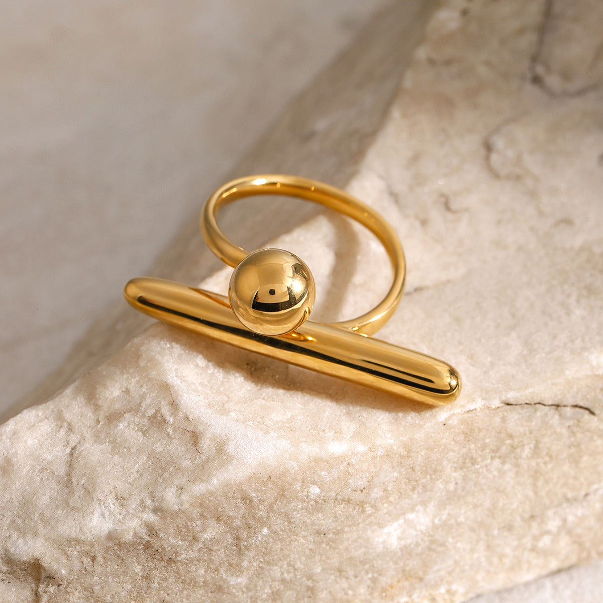 18K Gold Stainless Steel Geometric Simplicity Open Ring Finger - RareGloo